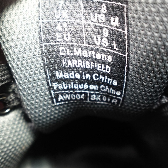 DR. MARTENS Boots Mens 8 M Black Harrisifeld Air Cushion Soles Leather - Picture 9 of 11